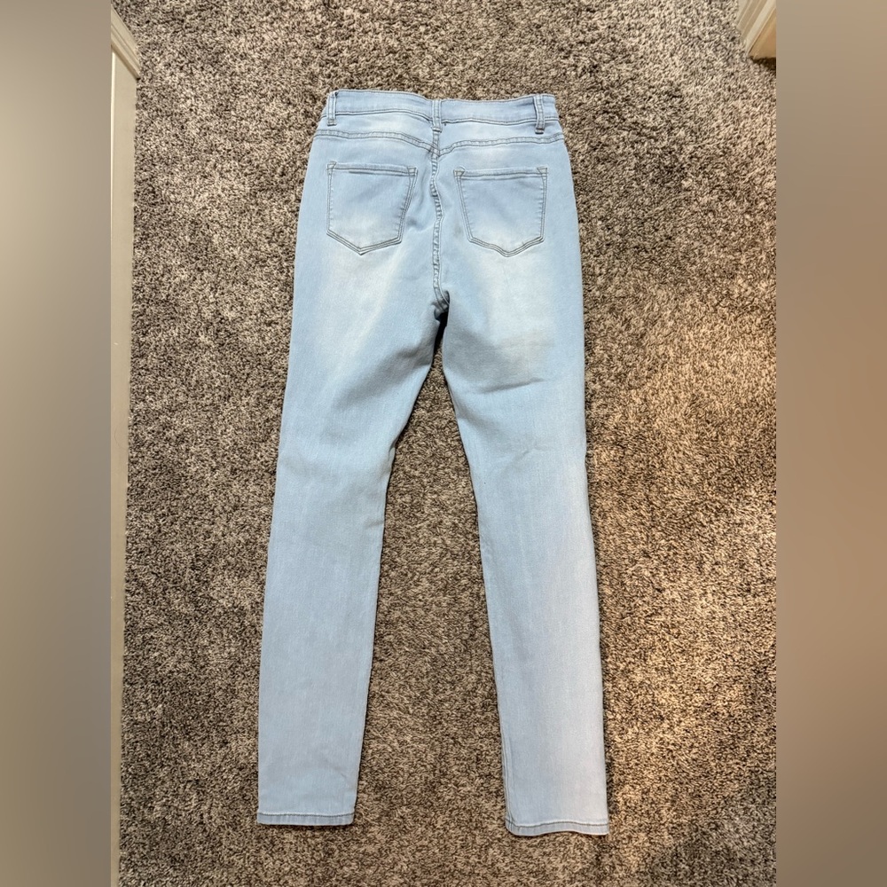 Fashion Nova High Rise  Light Wash Distressed Jeans - Picture 6 of 6